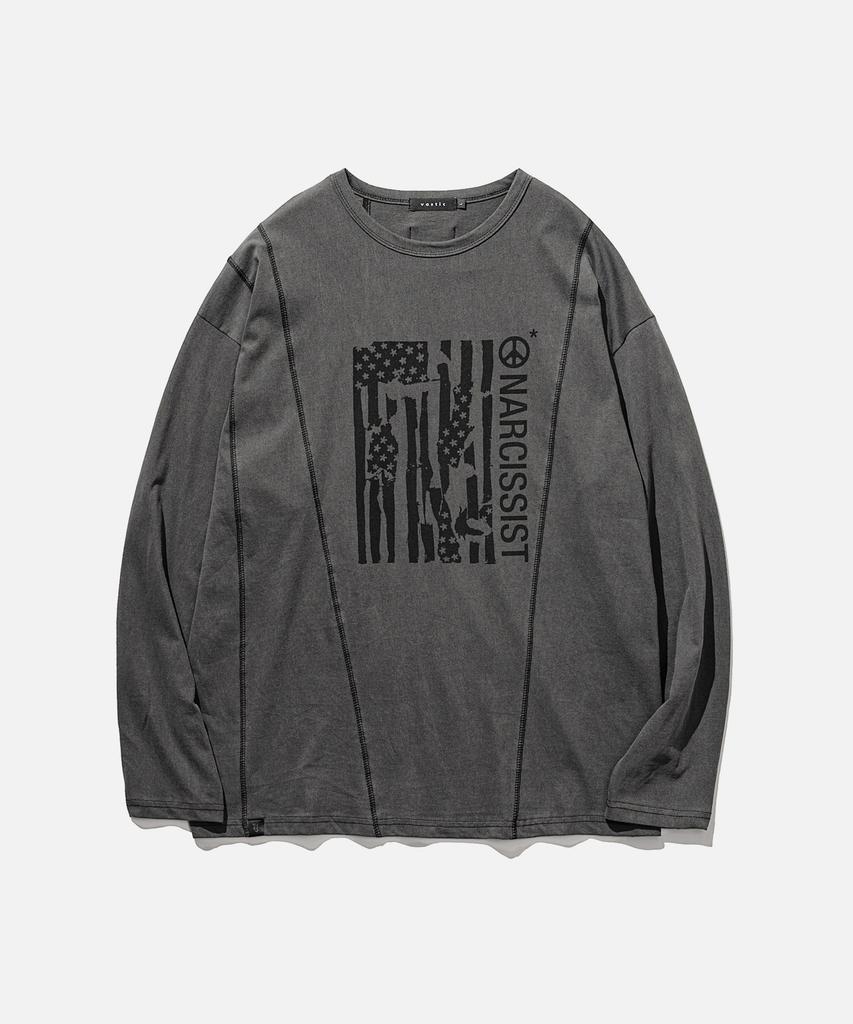VASTIC Cover Stitch Flag Long Sleeve_Charcoal