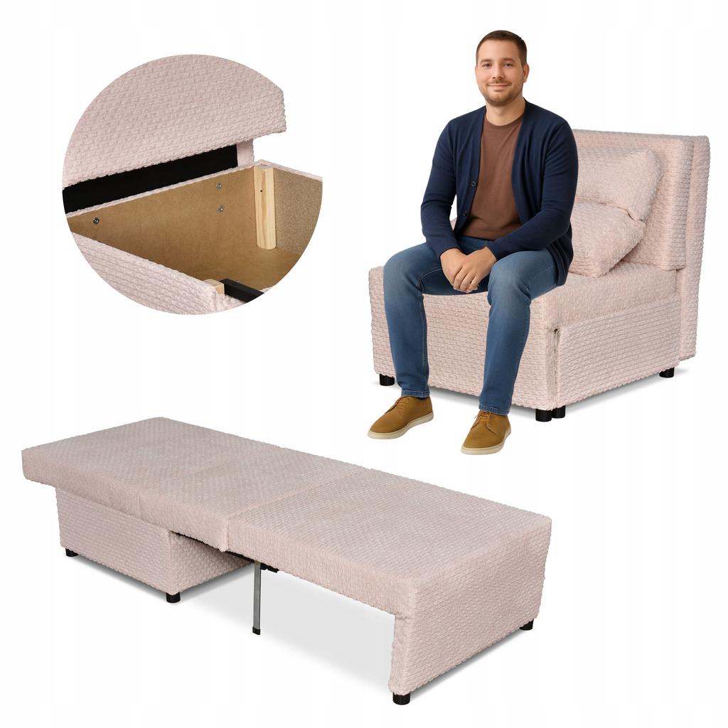 Fold-out Armchair Sleeping Function KIMO Bedding Container Family Furniture J Rose