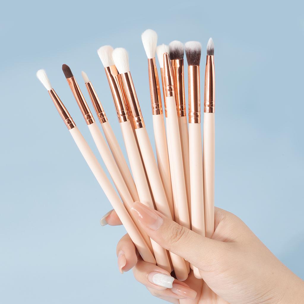 12PCS Professional Eyes Makeup Brushes Set Wood Handle Eyeshadow Eyebrow Eyeliner Makeup Brush