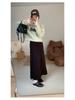 Korean Style High Waist Knitted A-Line Midi Skirt for Women