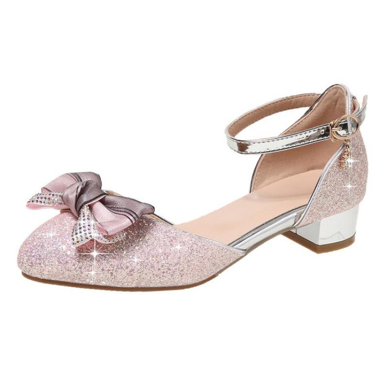 Girls princess shoes spring and summer new bag head girl performance shoes crystal shoes host catwalk leather shoes catwalk dress shoes