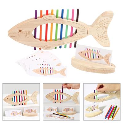 Wooden Fish Color Sorting Toy Montessori Learning Game Fine Motor Skill Development Travel Sensory Activity For Toddlers 3 4 5 Years Old Boys Girls