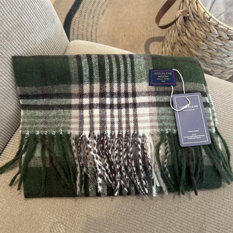 Premium Knitted Wool-Feel Plaid Scarf Men Women Winter Warm Neck Wrap Unisex Fashion Accessory