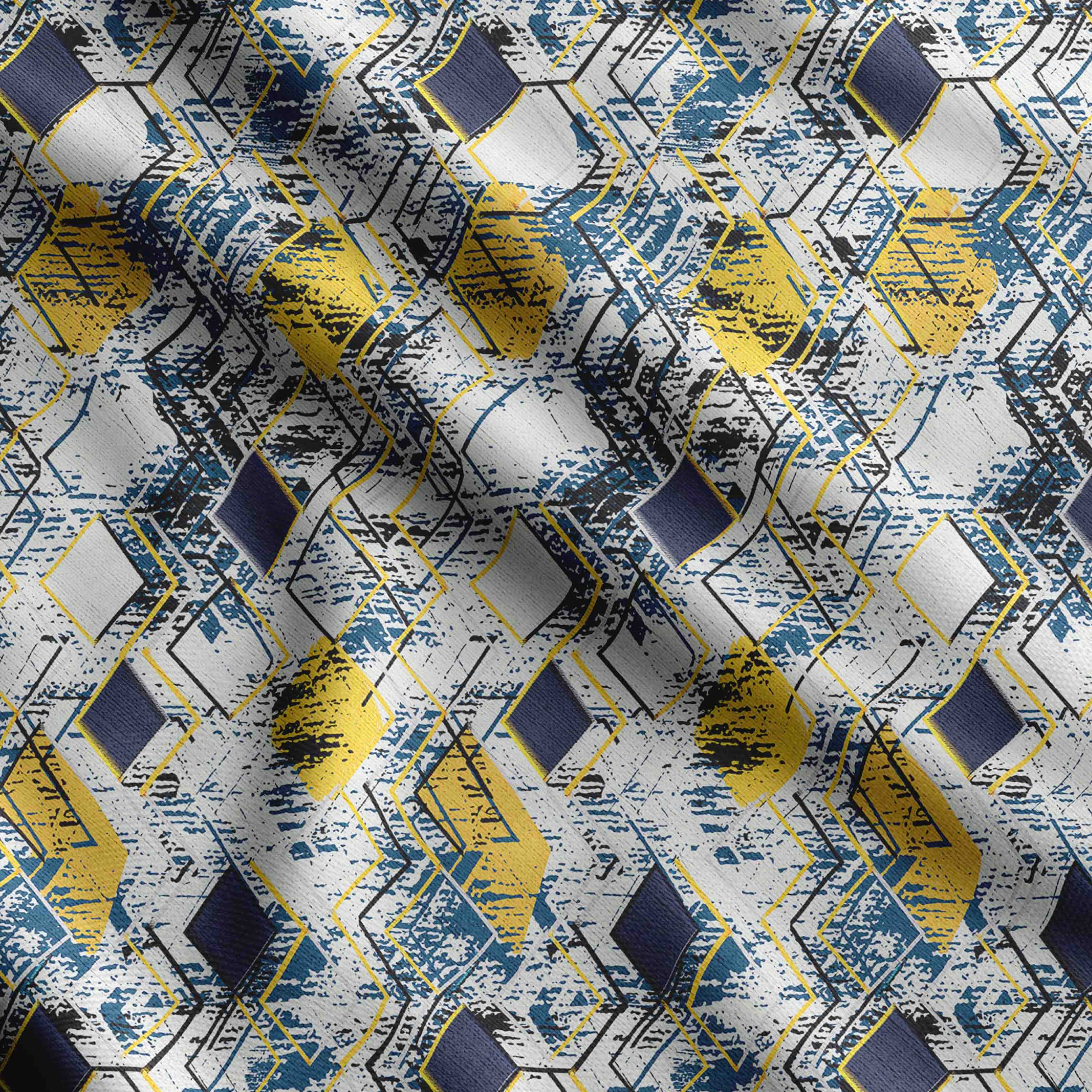 

Soimoi Geometrical Print, бавовняний кембрік, стьобальна тканина, продана The Yard шириною 42 дюйми, бавовняна тканина середньої щільності, 42 Inch Wide - Cotton Cambric жовтий