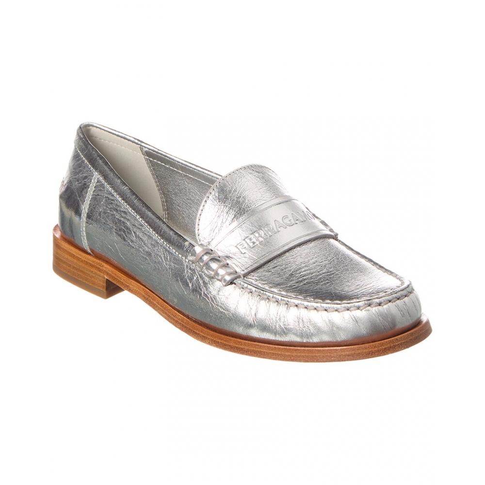 

Salvatore Ferragamo Ferragamo Leather Loafer Silver US 8.5