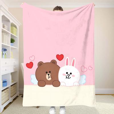 Brown Bear Decorative Throw Blanket for Sofa Bed Summer Comforter Anime Bedspread Nap