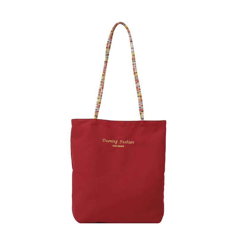 American Double-sided Bag Plaid Canvas Bag Women's Commuter Tote Bag Retro Contrasting Color Handbag Spring New Parent-child Bag