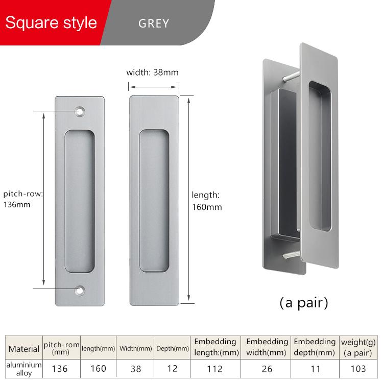 Black Sliding Barn Door Handle Invisible Pull Recessed Handle White Finger Flush Pulls For Closet Pocket Embedded Handle