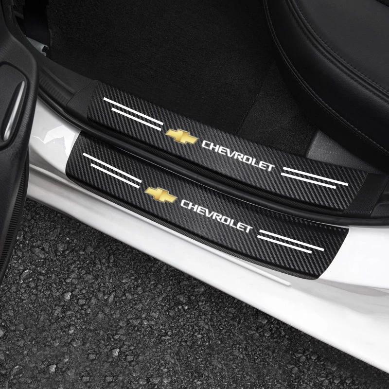 High-quality Carbon Fiber Car Door Sill Protector Sticker For Chevrolet Spark Captiva Cruze Tracker Epica Nubira Malibu Optra