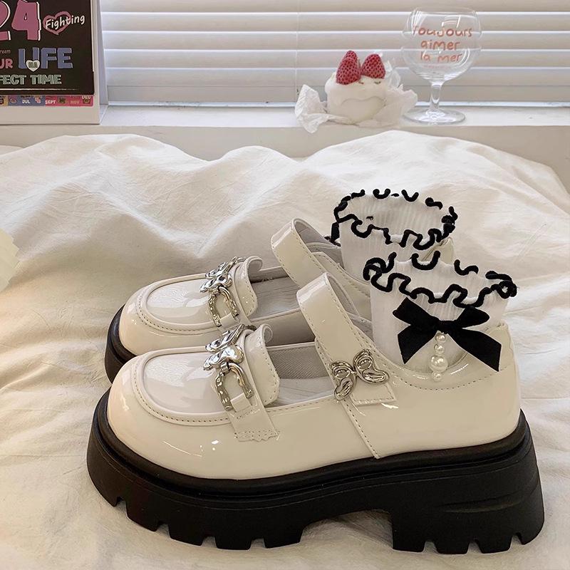 Girls' Black Leather Princess Shoes - 2025 Spring/Autumn Collection, Soft Sole, Fashionable and Stylish for Big and Little Kids