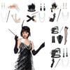 1 Set 1920'S Flapper Cosplay Costume Feather Headband Pearl Necklace Bracelet Stockings Long Glove Gatsby Masquerade Accessories