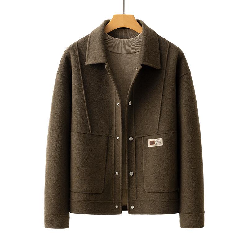 Double-sided Woolen Coat Jacket Men's Autumn and Winter Short Lapel Casual Men's Woolen Jacket Korean Version Trend