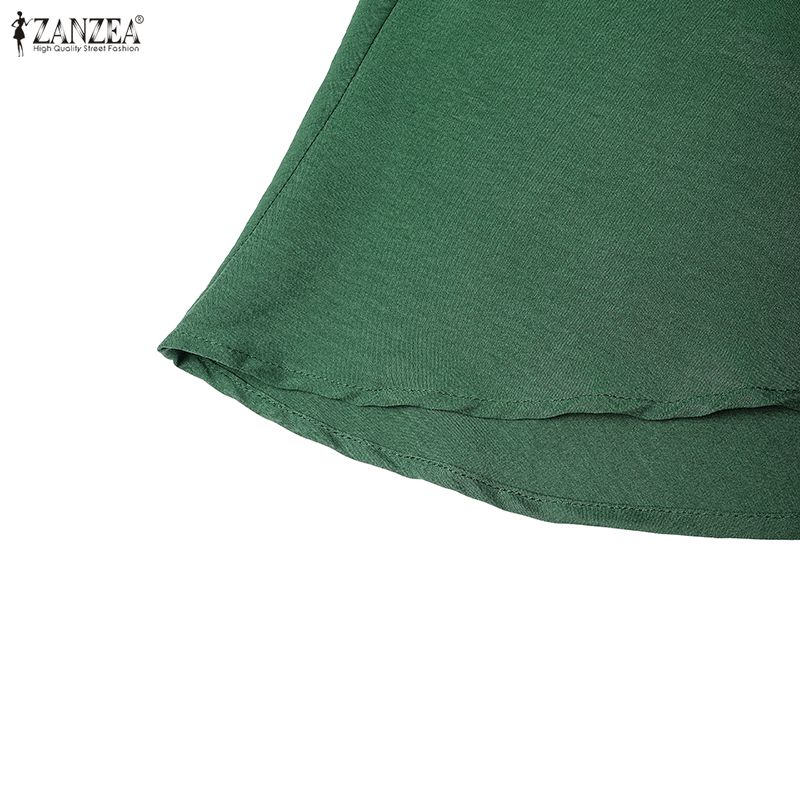 ZANZEA Women Elegant Casual V-Neck Solid Color Loose Sleeveless Dress