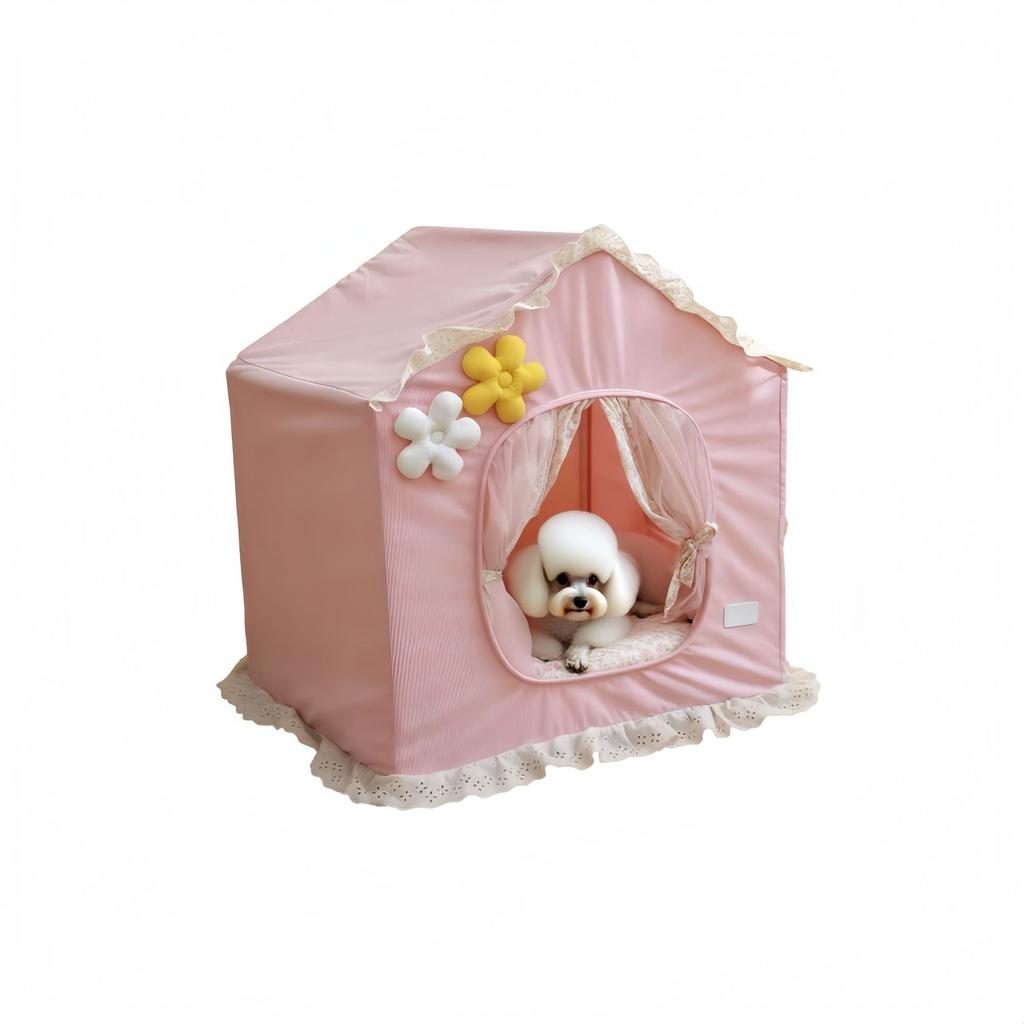 Ins Nordic Style Lace Pet Tent Semi-closed Cat Nest Tent Removable and Washable Comfortable Skin-friendly Cat House Villa