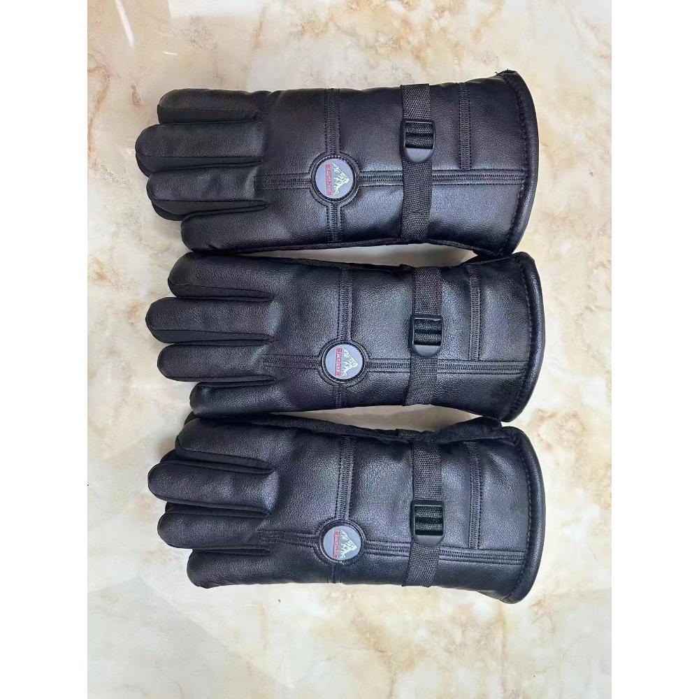 Leather gloves men's winter touch screen thickened fleece windproof warm motorcycle outdoor non-slip riding waterproof gloves