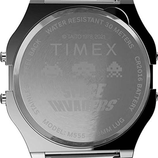 Timex T80 X Space Invaders 34mm Quartz Stainless Steel Strap Silver 18 Casual Watch (Model TW2V30000YB)