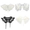 Perfect Match 28Gd Detachable Half Shirt False Fake Collar Embroidery Neck Ruff Shawl Dickey Mini Cape Lace-Up Ribbon Necklace Short Capelet