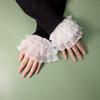 Sweet Short Lace Decoration Sleeves Girl Double Layer Fake Flare Sleeves Sweater Wrist White Horn Cuffs Accessories