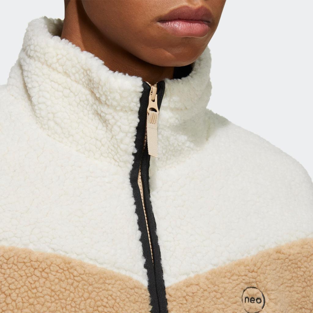 Adidas Neo Logo Print Patchwork Fleece Stand Collar Jacket Unisex Outerwear Multicolor HY9650