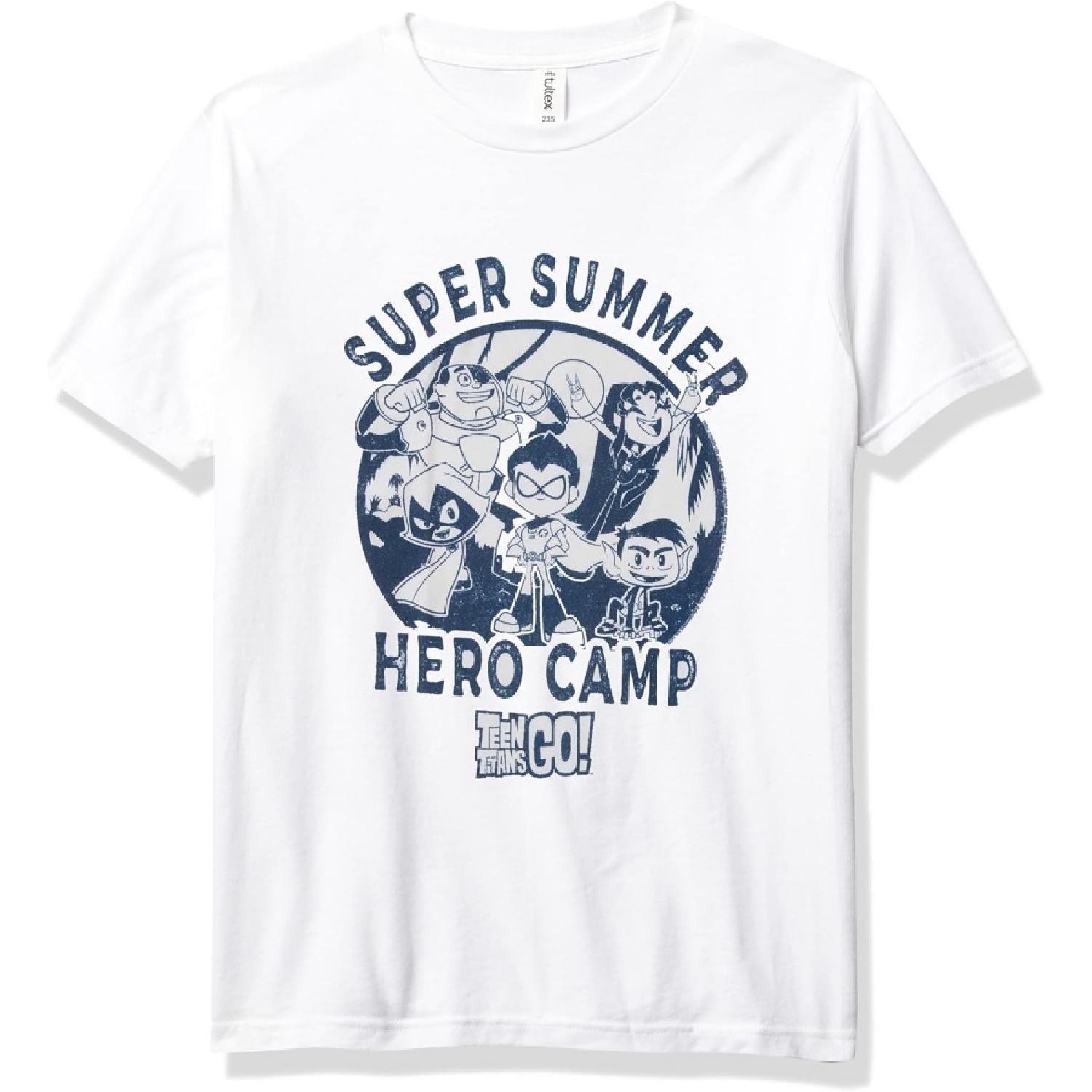 WARNER BROS Teen Titans Go Геройский Лагерь Мальчишеская Премиум Однотонная Футболка с Круглым Вырезом S