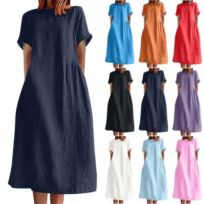 Mode Damen Einfarbig Plus Größe Kleid Lose Langen Rock