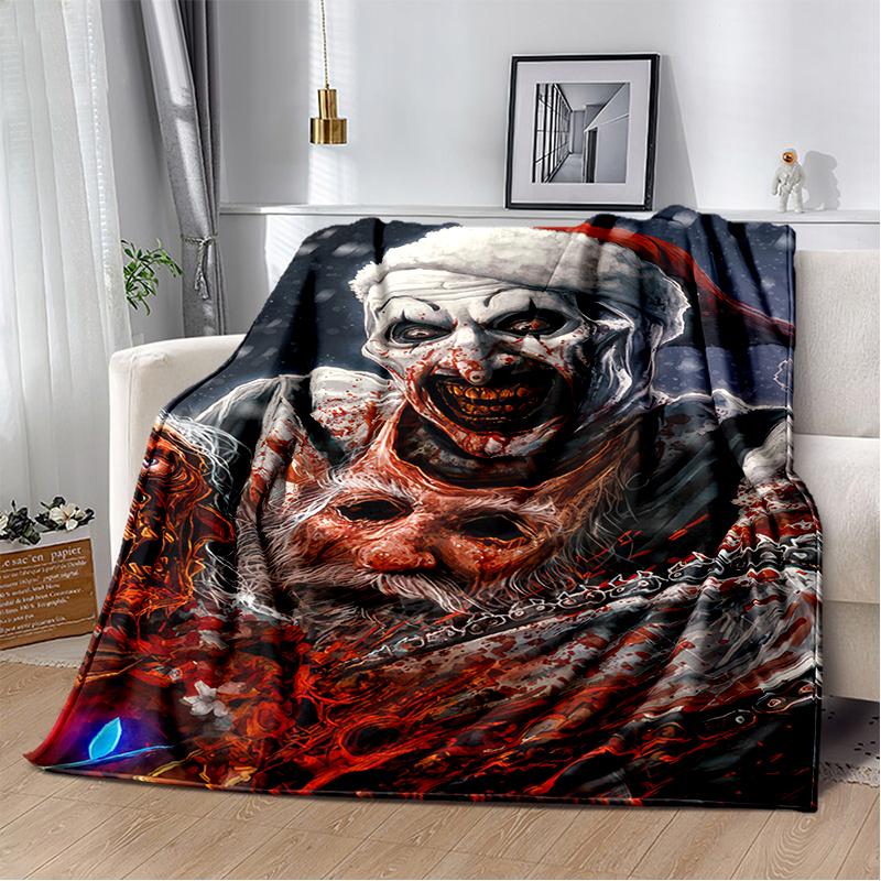 29 Styl Terrifier 3 Horrorowy Clown Film Film Kreskówka Miękkie Kocyki, Koc Piknikowy Wygodny Koc na Piknik Łóżka Kanapę Dom