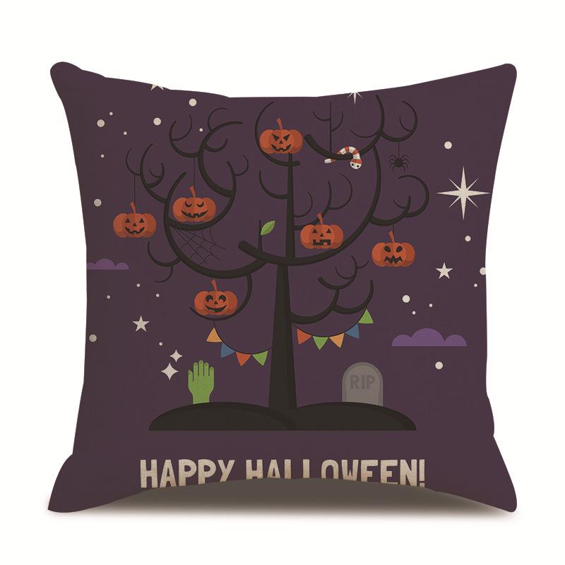 Halloween Linen Pillow Cover Printed Pillow Cover