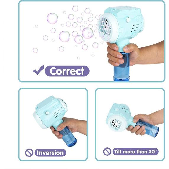 Automatic Bubble Guns with Light, Zealous 2pc High Output Bubble Machines with Bubble Solution & Bubble Concentrate,Handheld Battery Operated Bubble