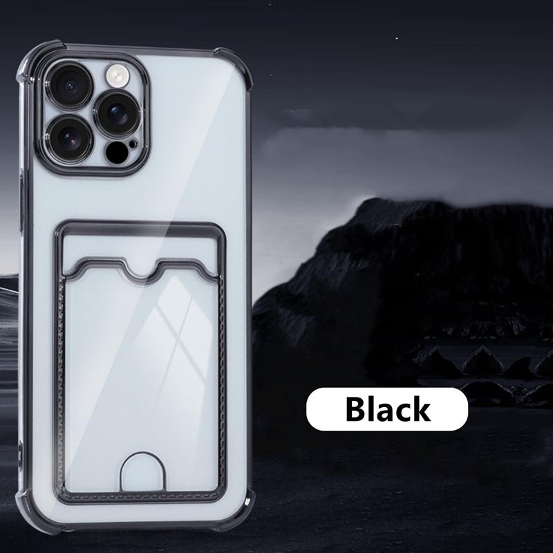 Miękkie przezroczyste etui z miejscem na karty do iPhone 17 16 15 14 13 12 mini 11 Pro X XR Xs Max 7 8 Plus 16e Odporne na wstrząsy etui