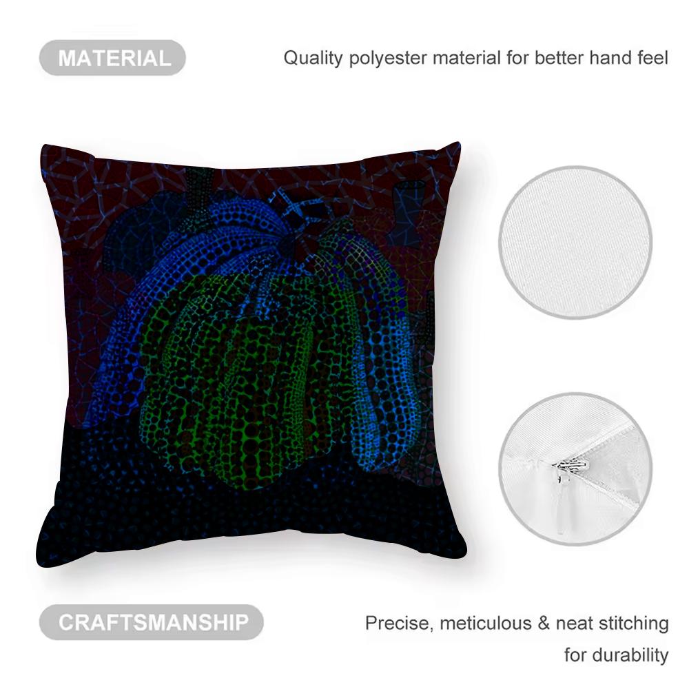 Yayoi Kusama Abstract Art Pumpkin Cushion Cover Anti-dustmite Pillowcase Invisible Zipper Silky Short Plush Sofa Cushion Cover