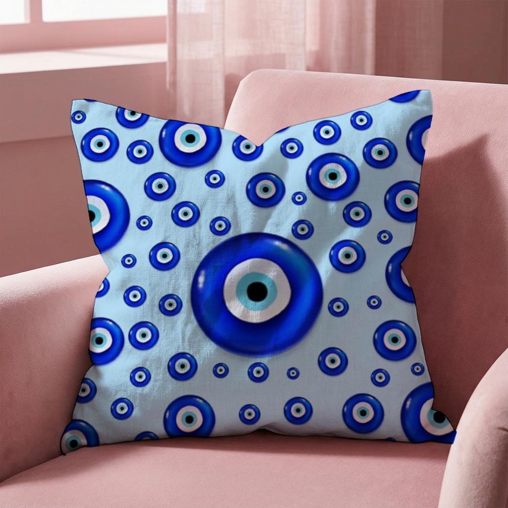 Evil Eye Symbol Art Cushion Cover Multi-Scene Pillow Cover for Home & Car - Reversible, Soft & Durable for Daily Use