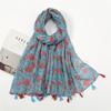 Fashion Luxury Ink Painting Floral Tassel Viscose Shawl Scarf Lady High Quality Wrap Pashmina Stole Bufandas Muslim Hijab