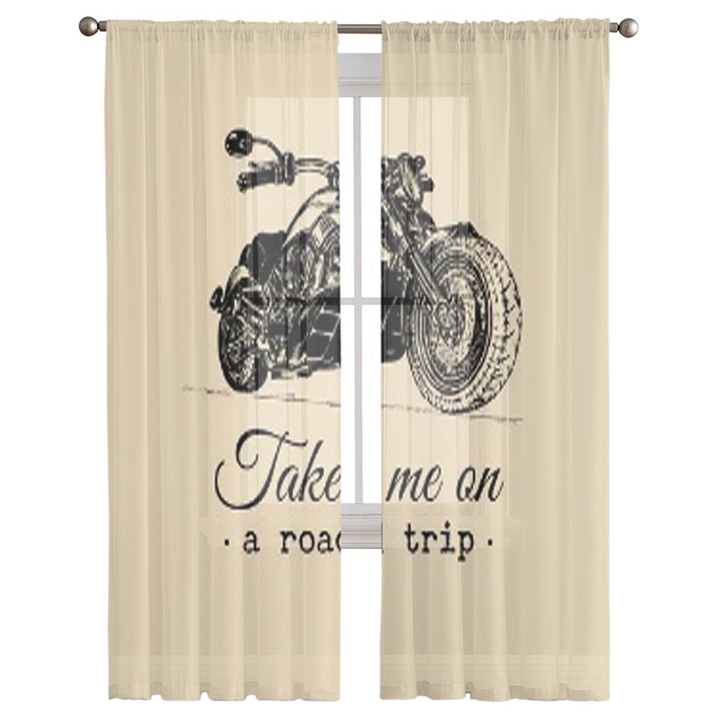 Zabierz Mnie w Podróż Inspirujący Plakat Szyfonowe Przezroczyste Zasłony do Dekoracji Salonu Sypialni Woale Okienne Tiulowa Zasłona