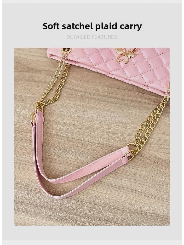 2024 Korean Women's Large Capacity Shoulder Messenger Bag with Flat Pendant Chain