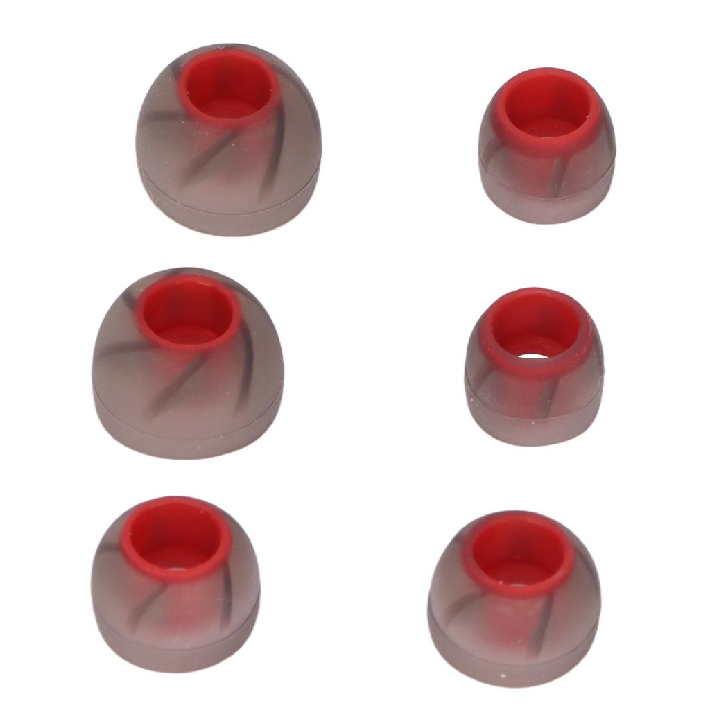 6pcs Earphone Eartips Silicone Soft Noise Isolation 3 Sizes Replacement Earplugs for 4.5‑6.5mm Sound HoleGray Red
