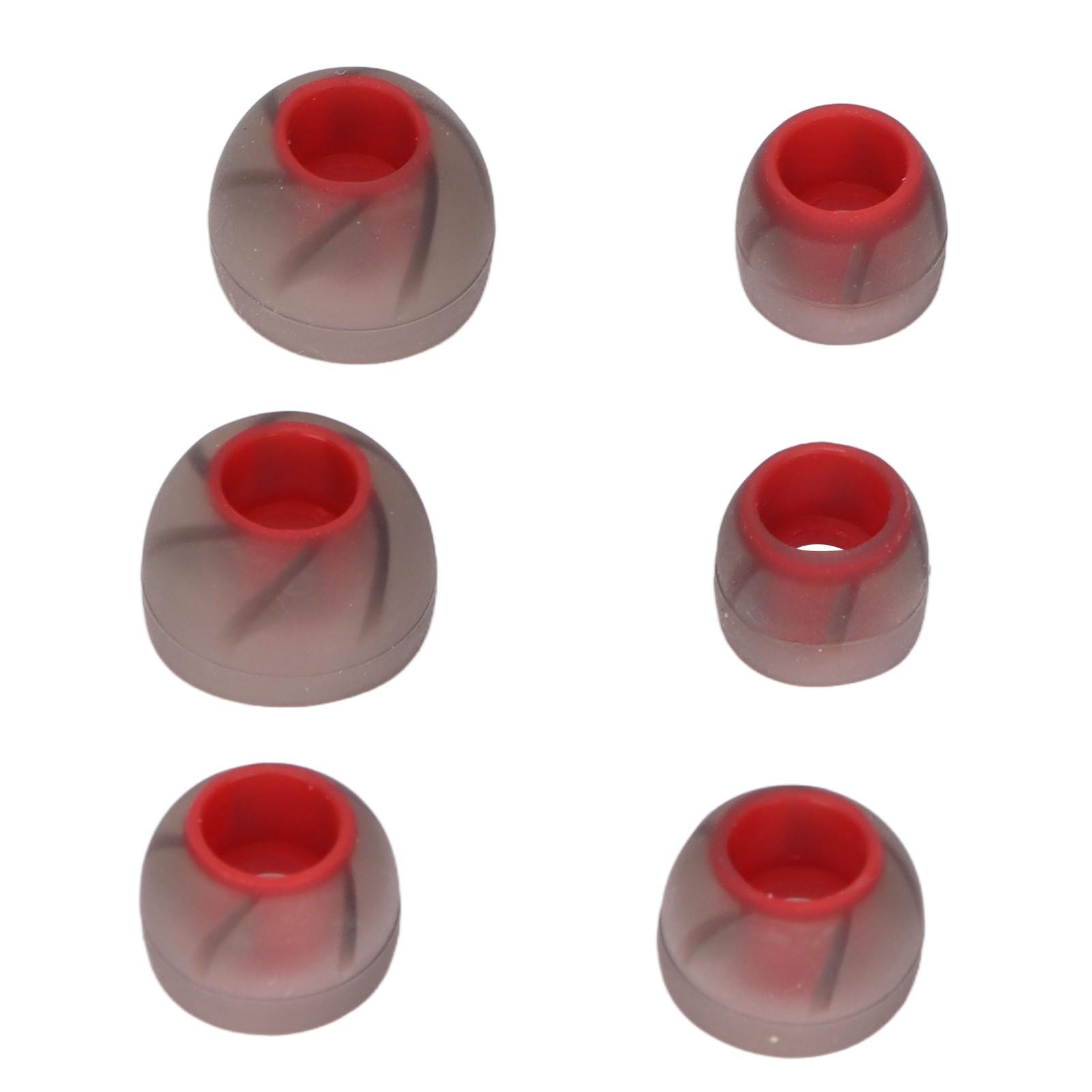 

6pcs Earphone Eartips Silicone Soft Noise Isolation 3 Sizes Replacement Earplugs for 4.5‑6.5mm Sound HoleGray Red