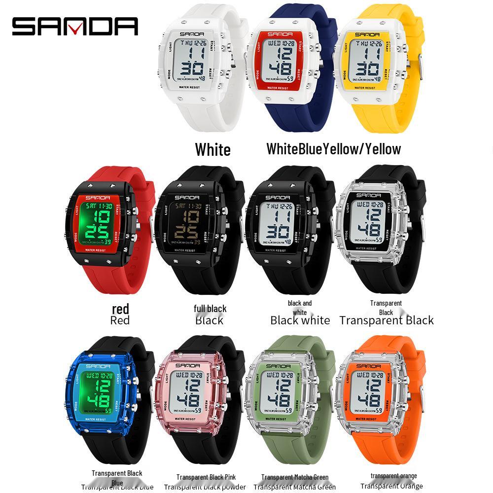 Sanda Waterproof Multifunctional Sports Watch for Students with Alarm