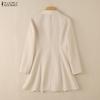 ZANZEA Rochie Elegantă Casual pentru Femei cu Guler Reversibil și Mânecă Lungă