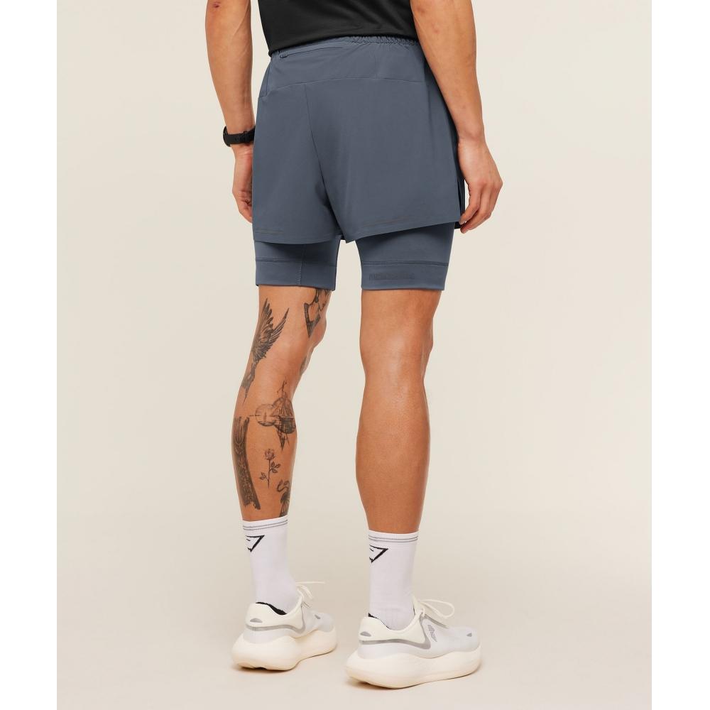 Gymshark RunnIng Elite 2 In 1 5  Shorts Titanium Blue A1c9z Ucmq