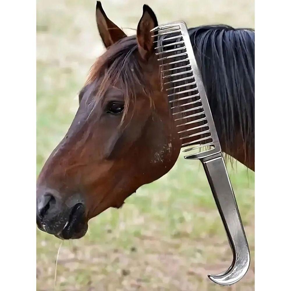 1Pcs Thickened Tooth Horse Grooming Brush Aluminum Alloy Bristle Riding Brush  Horse Cleaning Tool