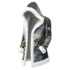 Unisex Casual And Fashionable Plush Collar Hooded Long Sleeved Floral Gradient Printing Jacket