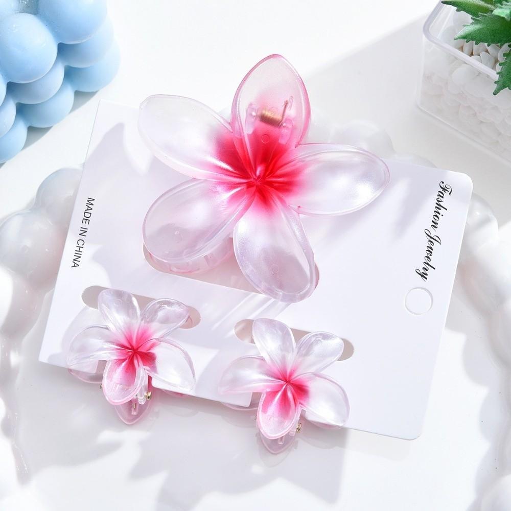 3Pcs/Set Hair Accessories Ponytail Clip Gradient Hairpin Plumeria Hawaiian Headwear Beach
