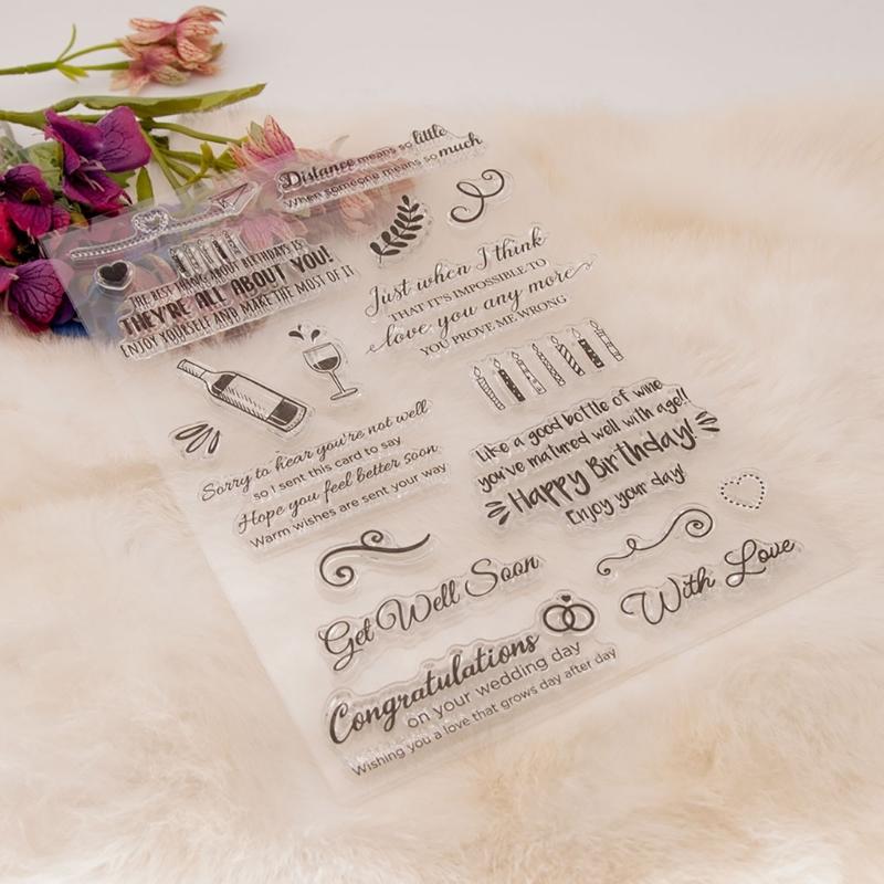 Birthday Celebration Clear Stamp Background Silicone Stamp for Birthday Card Making Scrapbooking Album Journal Planner