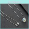 S925 Silver Austrian Crystal Ball Necklace Crystal Pendant Clavicle Chain Valentine's Day Aurora Neck Chain Gift Geometric Shape Box Chain