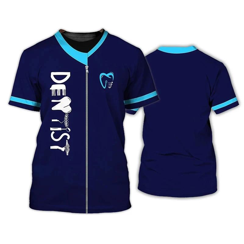 T-shirts de dentistes T-shirt pour femmes T-shirt à col rond Uniforme d'infirmière personnalisé Impression 3D Manches courtes Surdimensionné Femme Décontracté Vêtements pour dames