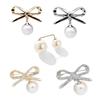 Bowknot Pearl Brooch Enamel Lapel Pin Jewelry Anti-emptied Clothes Accessory Rhinestone Blouse Brooches Bow Tie Wedding
