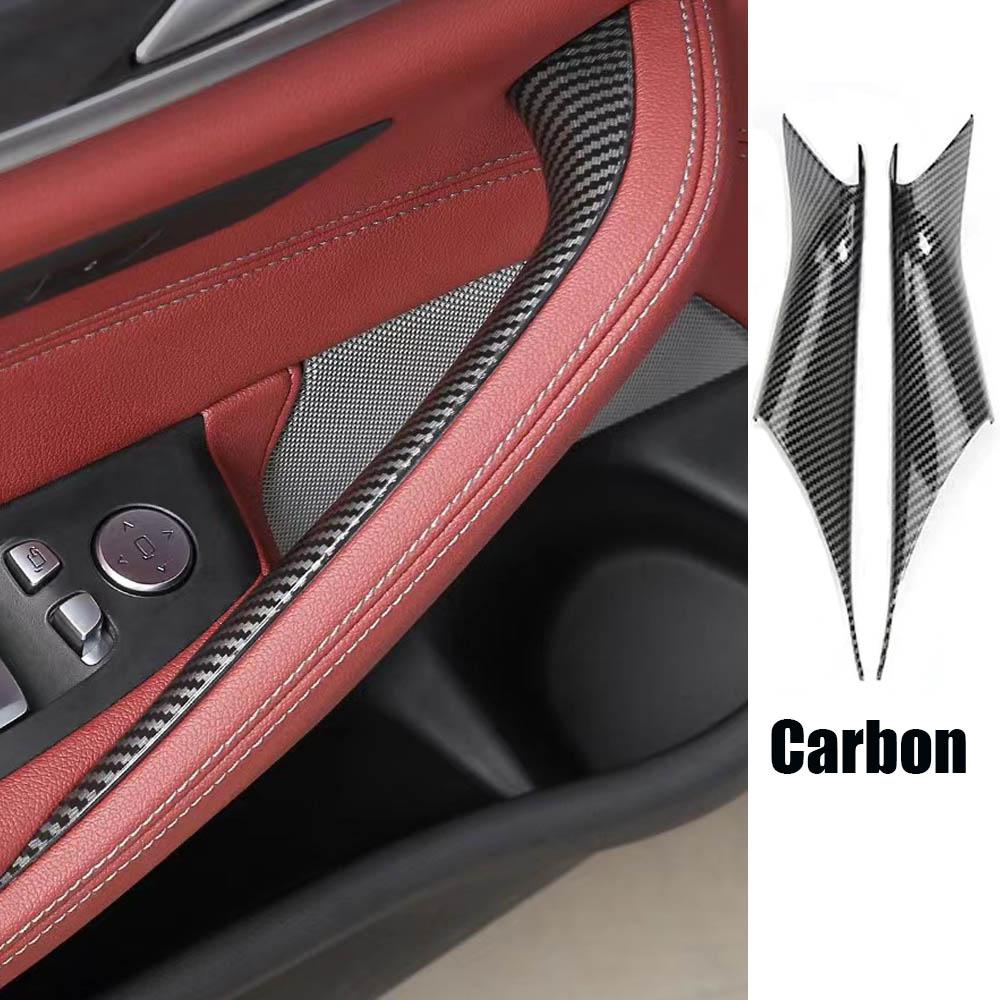 Car-styling For BMW 5 Series G30 G38 2018- Interior Carbon Fiber Texture Door Handle Pull Protective Cover