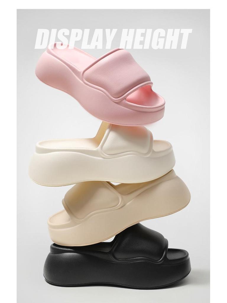 Women's Non-Slip Height-Boosting Beach Slippers - 7cm Thick Sole, Fashionable Outdoor EVA Footwear
