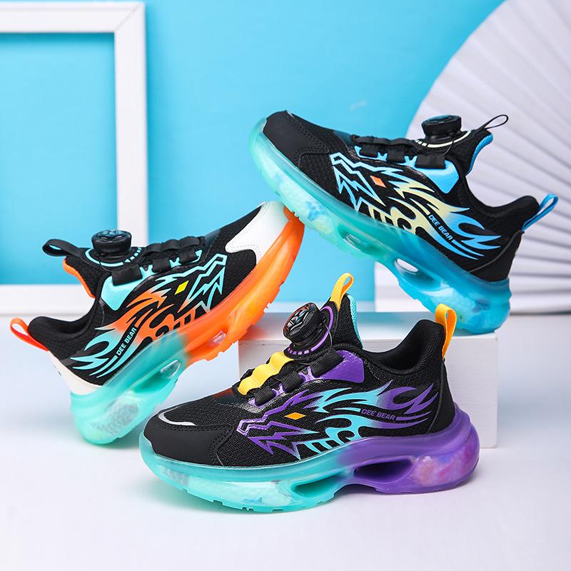 519 students 2025 new button shoes children's sports shoes medium and large children boys soft sole thick sole non-slip and breathable