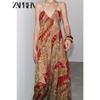 Zaprha 2025 Summer New Holiday Style Flower Print V-neck Backless Fine Sling Dress 3508147